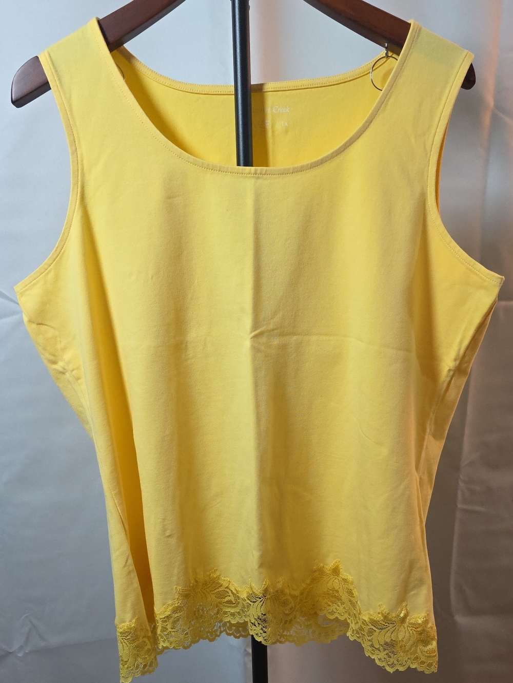 Coldwater Creek Canary Yellow Lace-Hem Tank Top